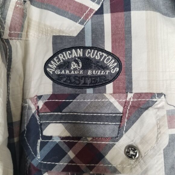 Affliction Shirt Men’s XL Black Premium Plaid Embroidered Button Up Live Fast - Picture 7 of 13